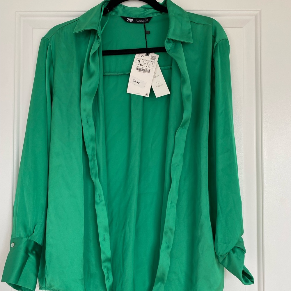 Zara Satin Button down shirt